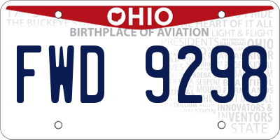OH license plate FWD9298