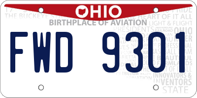 OH license plate FWD9301