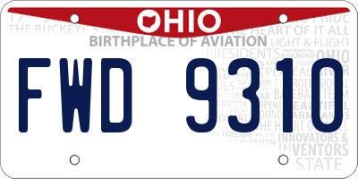 OH license plate FWD9310