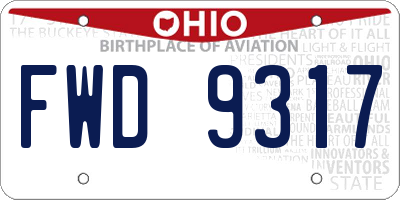 OH license plate FWD9317
