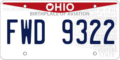 OH license plate FWD9322