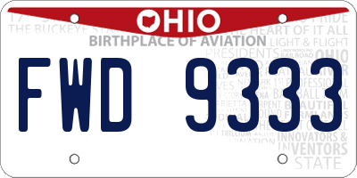 OH license plate FWD9333