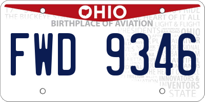 OH license plate FWD9346