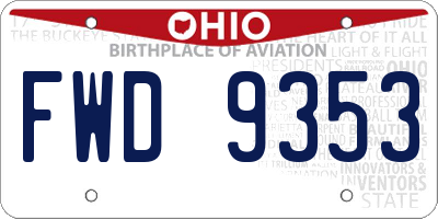 OH license plate FWD9353