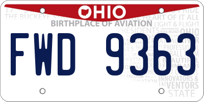 OH license plate FWD9363