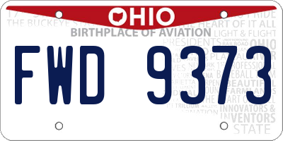 OH license plate FWD9373