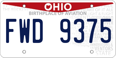 OH license plate FWD9375