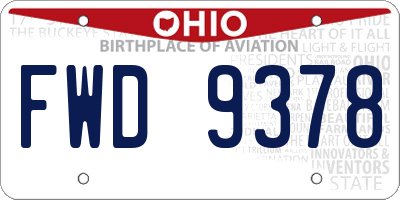 OH license plate FWD9378