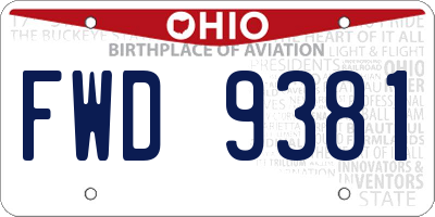 OH license plate FWD9381