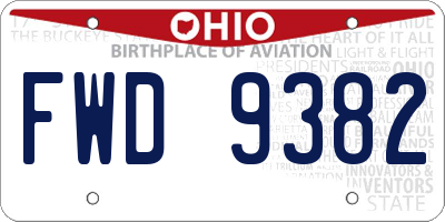 OH license plate FWD9382