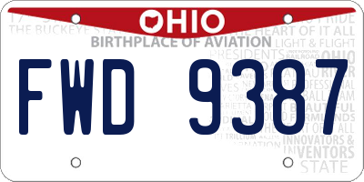 OH license plate FWD9387