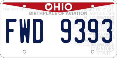 OH license plate FWD9393