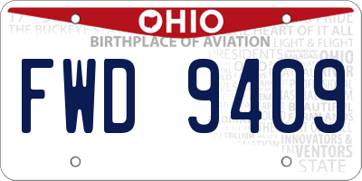 OH license plate FWD9409