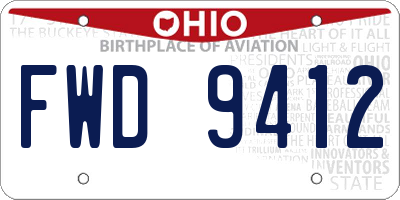 OH license plate FWD9412