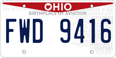 OH license plate FWD9416