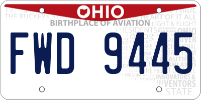 OH license plate FWD9445