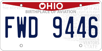 OH license plate FWD9446
