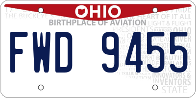 OH license plate FWD9455