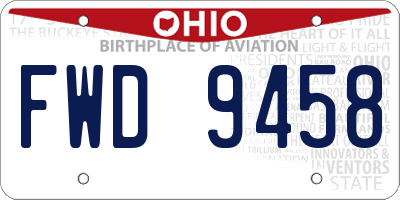 OH license plate FWD9458