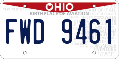 OH license plate FWD9461