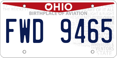 OH license plate FWD9465