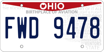 OH license plate FWD9478