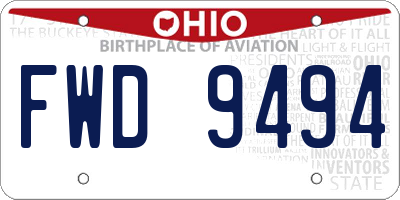OH license plate FWD9494