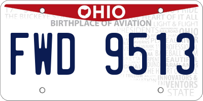 OH license plate FWD9513