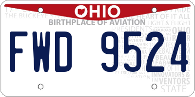 OH license plate FWD9524