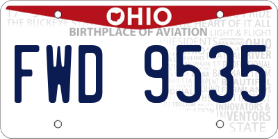 OH license plate FWD9535