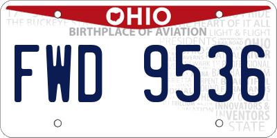 OH license plate FWD9536