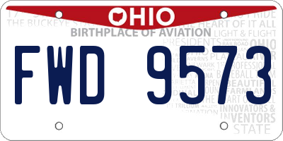 OH license plate FWD9573