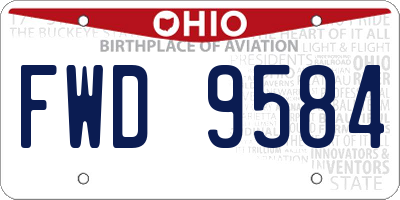 OH license plate FWD9584