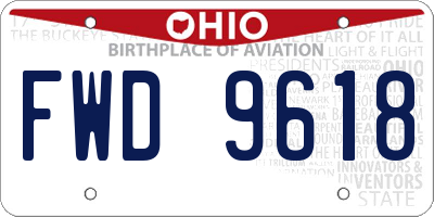 OH license plate FWD9618