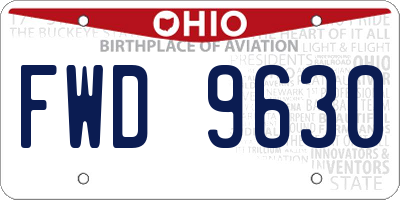 OH license plate FWD9630