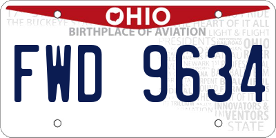 OH license plate FWD9634