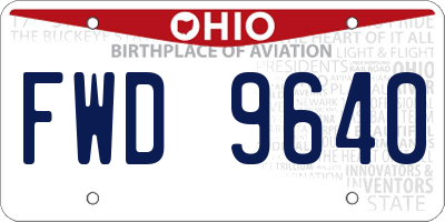 OH license plate FWD9640