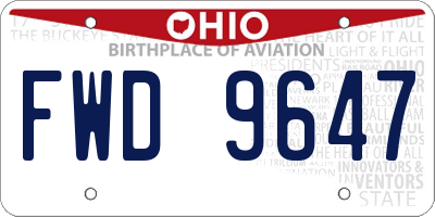OH license plate FWD9647