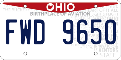 OH license plate FWD9650