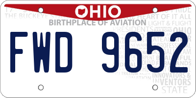 OH license plate FWD9652