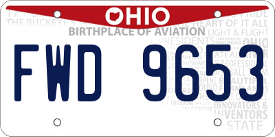 OH license plate FWD9653