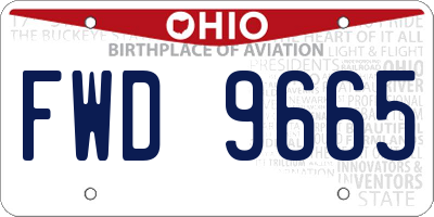 OH license plate FWD9665