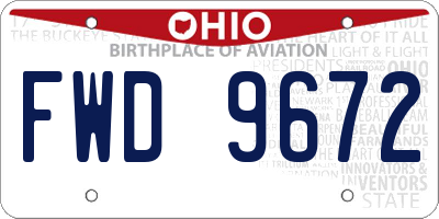 OH license plate FWD9672