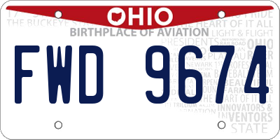OH license plate FWD9674