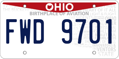 OH license plate FWD9701