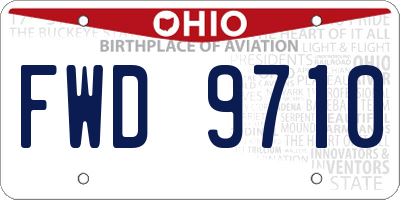 OH license plate FWD9710