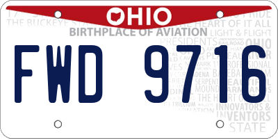 OH license plate FWD9716