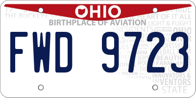 OH license plate FWD9723