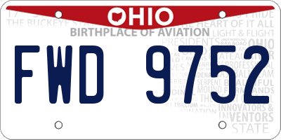 OH license plate FWD9752