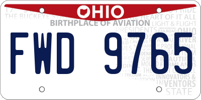OH license plate FWD9765